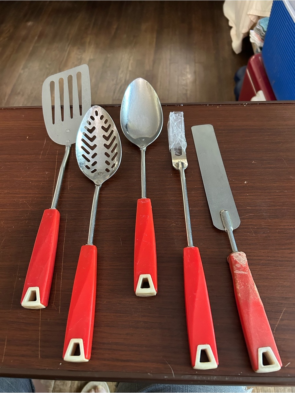 Vintage Ekco Etena Red-Handled Kitchen Utensil Set - 5 Pieces check photos